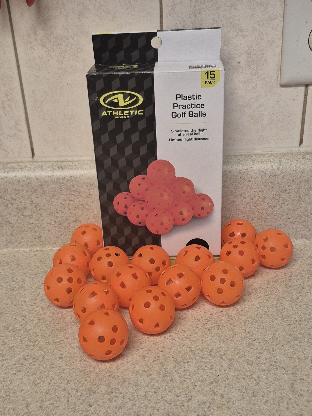 Athletic Works Orange Plastic Practice Golf Balls - 15 Pack
